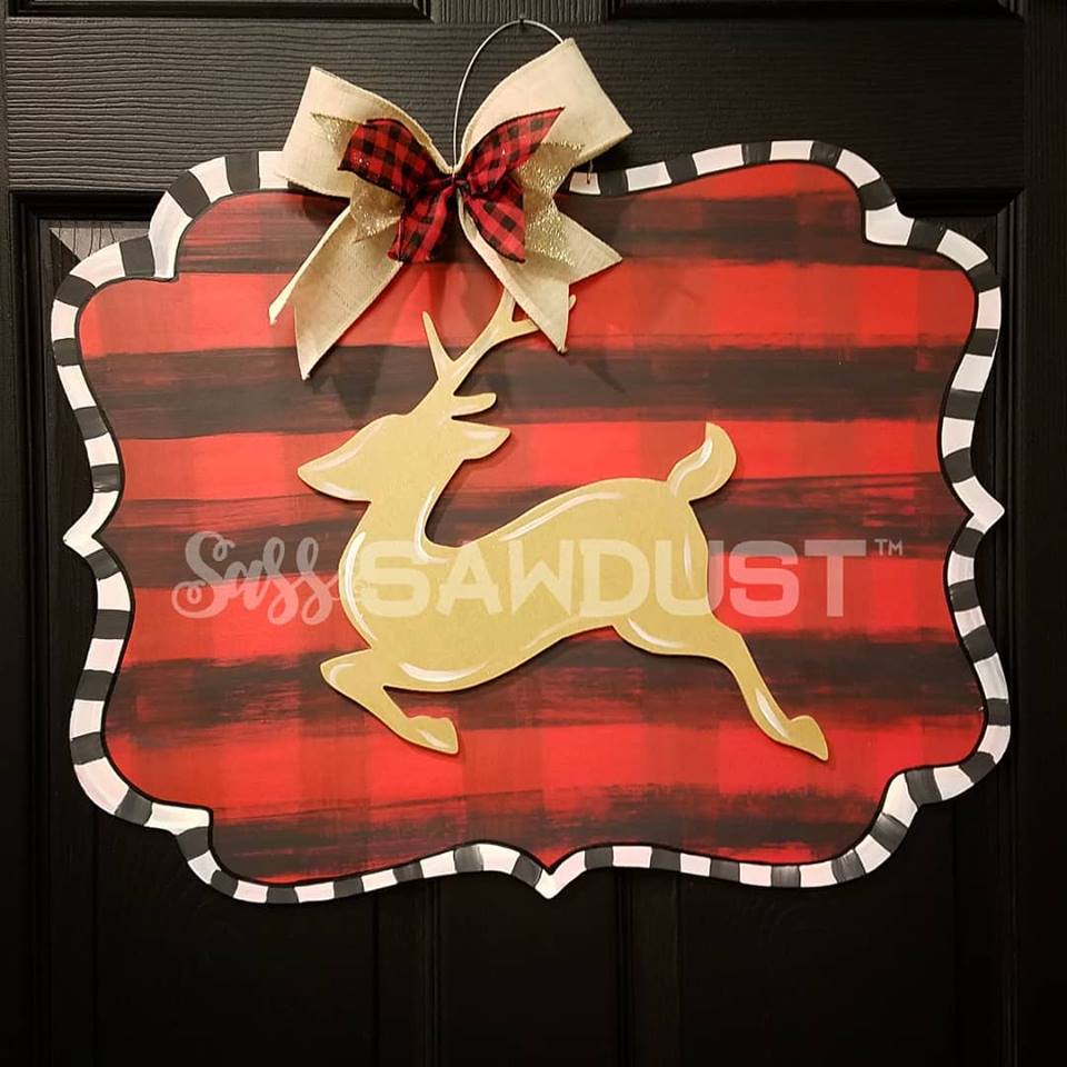 Buffalo Plaid Scrolly Sign